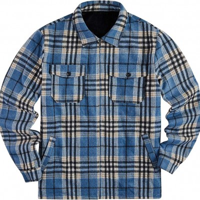 Men's Warm Sherpa Lined Fleece Flannel Shirt Jacket Fashion Plaid Jacket Mens