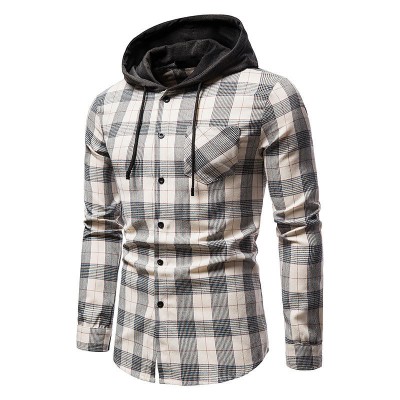 OEM Mens Flannel Warm Hooded Flannel Shirt Unisex High Quality Checked Flannel Shirt 1 buyer
