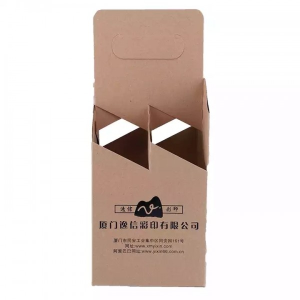 Wholesale recyclable Kraft Paper shipping box Corrugated Cardboard 4 Pack Bottle Wine Carriers / 1