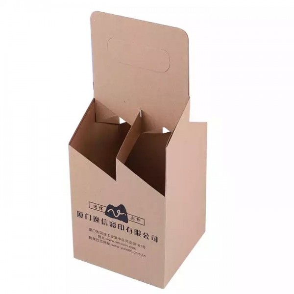 Wholesale recyclable Kraft Paper shipping box Corrugated Cardboard 4 Pack Bottle Wine Carriers / 3