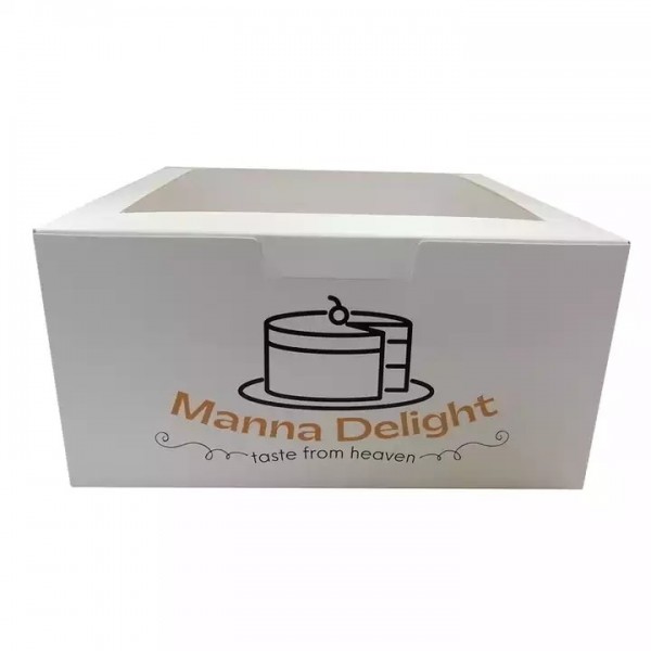 Eco friendly new design cmyk printing cake packaging box kraft paper shipping paper box with window / 2