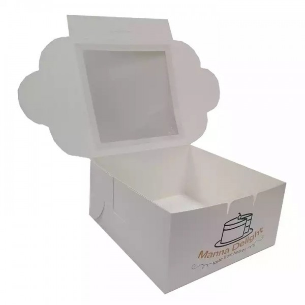 Eco friendly new design cmyk printing cake packaging box kraft paper shipping paper box with window / 3