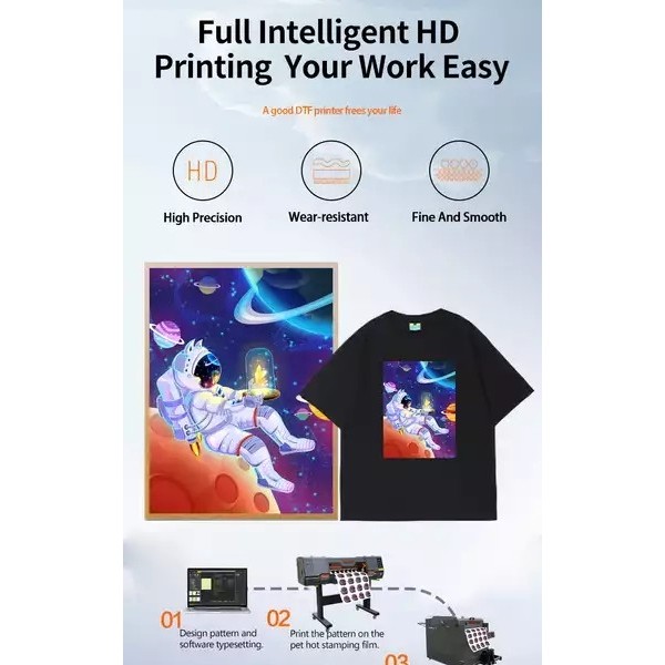 Manufacturer wholesale DTF 60cm T shirt PET Film printer & Powder shaker with double heads I3200-A1  / 2