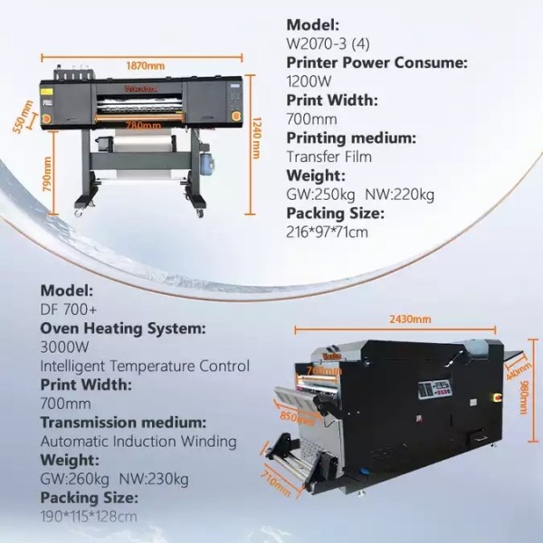 60cm dtf printer machine dtf printer i3200 blank transparent transfer film 24 hours on line service  / 2