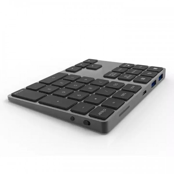 Factory slim 34 keys aluminium usb wireless numeric keypad keyboard with usb hub / 1