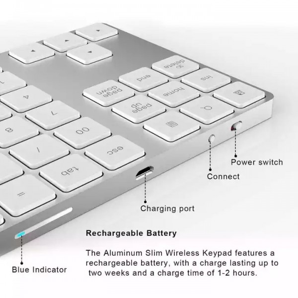 hot selling rechargeable aluminum bluetooth number pad numeric keyboard keypad / 3