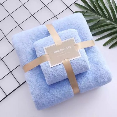 Customized pineapple grid bath towel set, coral fleece mother set towel absorbent soft adult bath to