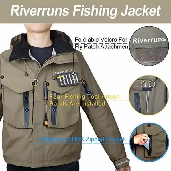 Custom Made Outdoor Jacket Recycled Fabric Waterproof Mens Fishing Jacket / 1