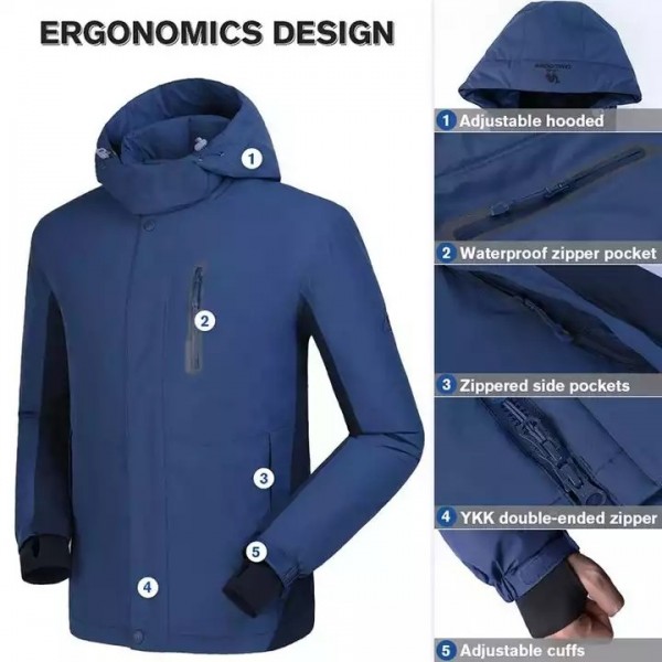 Detachable Hoody Parka Men Waterproof Windproof Ski Jacket for winter outdoor activities / 3