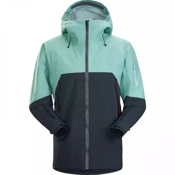 Wholesale Ski Wear High Quality Colour-Block Hooded Ski Jacket Men Snow Winter / 2