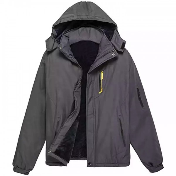 men's mountain ski jacket water-resistant winter fleece snow jacket coat with detachable hood / 3