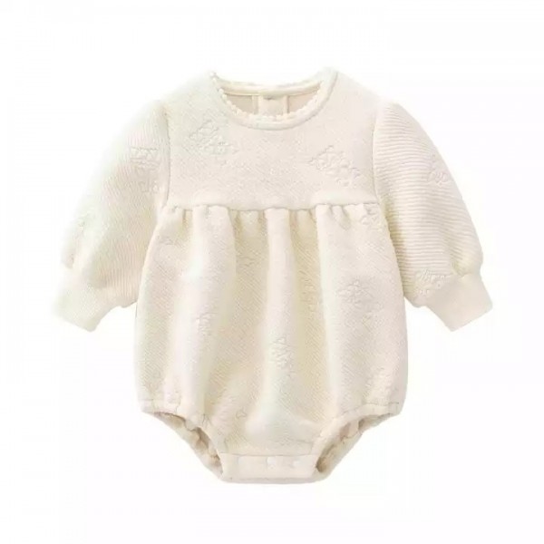 Wholesale Autumn Winter Baby Wear Long Sleeves Oversized Baby Girls Bubble Rompers with free hat / 2