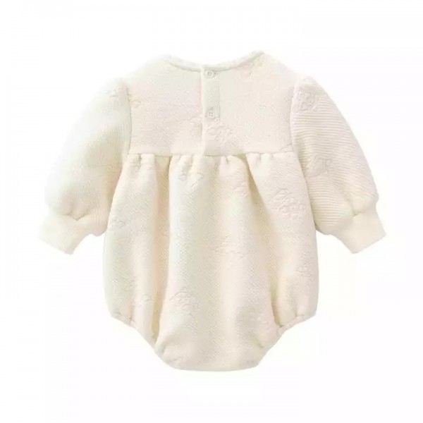 Wholesale Autumn Winter Baby Wear Long Sleeves Oversized Baby Girls Bubble Rompers with free hat / 3