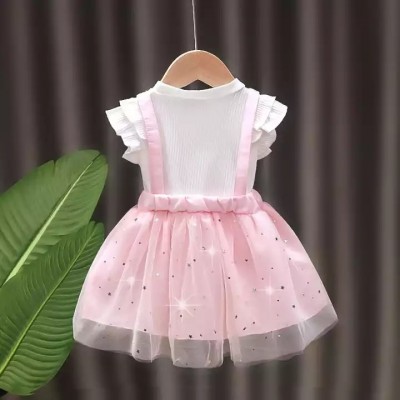 Girls' Summer Sleeveless Dress Cute Princess Children's Dress Girl's Mesh Large Bowkn