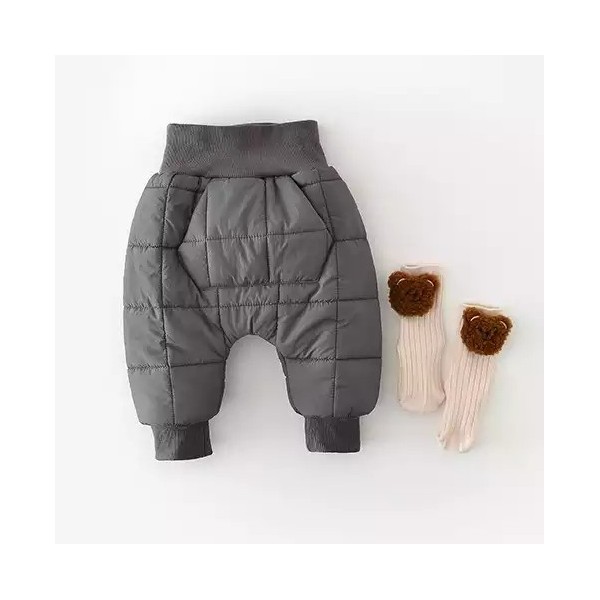 Winter Korean Thickened Children's Pants Baby Quilted Cotton Checker High Waist Warm Pants / 3