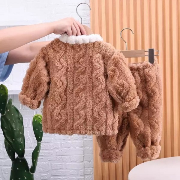 Winter New Children's Cartoon Farai Fleece Warm Home Garment Two piece set of boys and girls� / 3