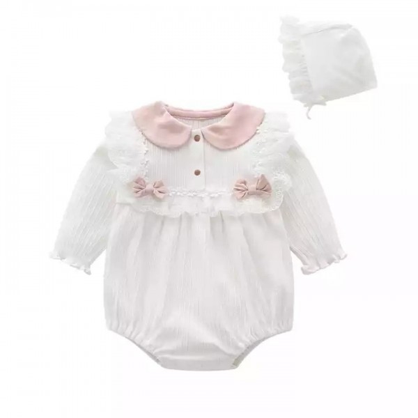 Wholesale Princess style lace baby girl romper spring and autumn long sleeve cotton jumpsuit clothin / 3