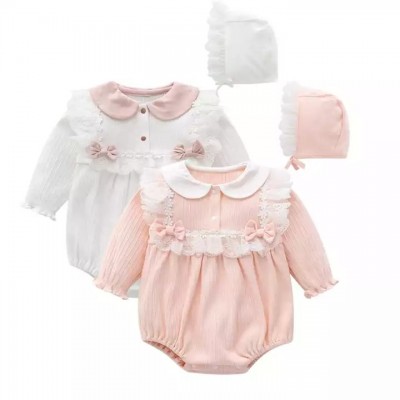 Wholesale Princess style lace baby girl romper spring and autumn long sleeve cotton jumpsuit clothin