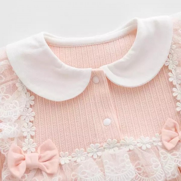 Wholesale Princess style lace baby girl romper spring and autumn long sleeve cotton jumpsuit clothin / 2