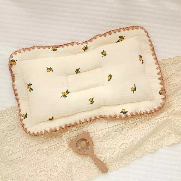 Cute Cartoon New Born Baby sleeping Pillow, Breathable Muslin Cotton Pillow for newborn / 2
