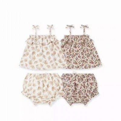 Infant sling suit ins Euro Style 2022 summer baby girl little floral skirt shorts suit