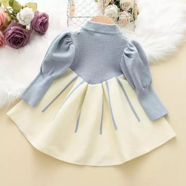 Girls' Autumn Knitted Dress baby girl Bowknot Doll Dress / 3