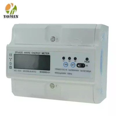 YEM021GC RS485 and infrared 3 Phase 4 Wire Din Rail Energy Meter/AMR Electric Digital Power Meter