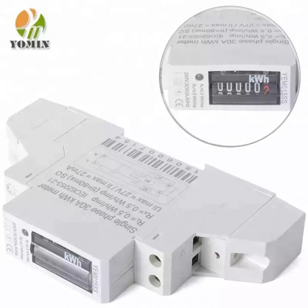 127V/230V 5(30)A single phase two wire din rail active kwh meter with pulse output / 1
