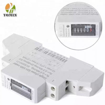 127V/230V 5(30)A single phase two wire din rail active kwh meter with pulse output
