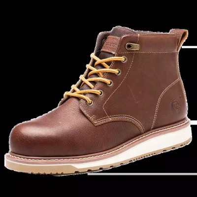 zapatos de trabajo Brown high-end genuine leather work boots for men with shoelaces