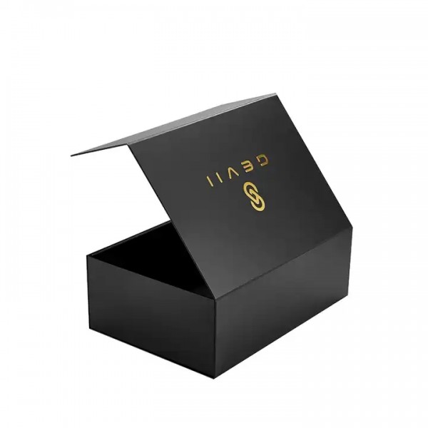 Matte Black Wholesale Luxury Magnetic Closure Rigid Cardboard Paper Folding Packaging Gift Shoe Box  / 1