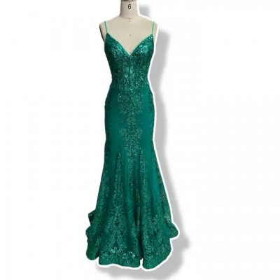 Factory wholesale women Green mermaid sparkle sequin corset prom dress near me