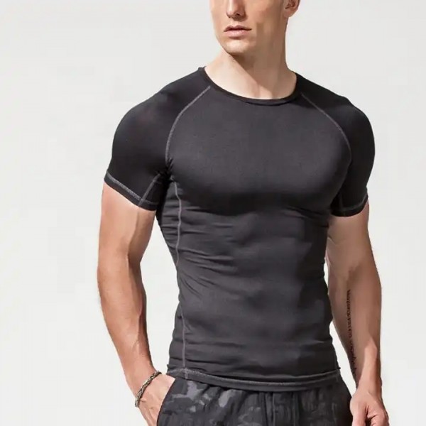 custom compression fitness athletic wear workout clothing tee for Men / 1