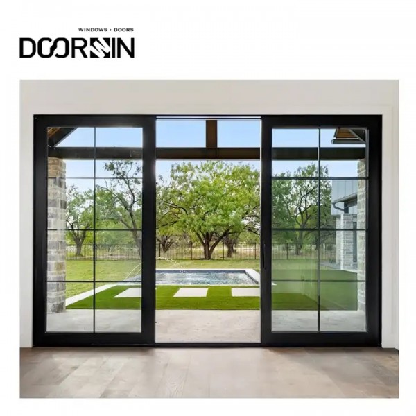 Doorwin Free sample Aluminum alloy tempered glass windows and doors with grill design steel aluminum / 1