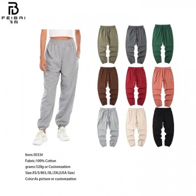 FEIBAI Custom 320 Grams 100% Cotton Sweatpants (Spike during live broadcast)