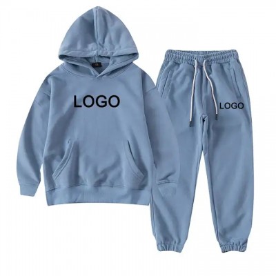 Wholesale Blue Kids Clothing Baby Kids Hoodies Sets Boys Clothing Tracksuit Children Custom Solid Co