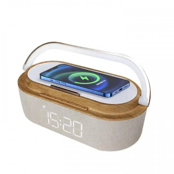 Creative Gift Wireless Phone Charger LED Night Light Subwoofer FM BT Wireless Charger Speaker with A / 1