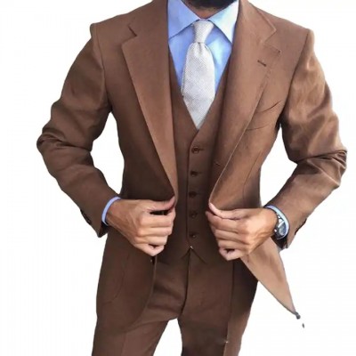 Bridalaffair 3 Pieces suit men Slim Fit Latest Design Brown Man Work Suit costume hommes classic Tux