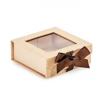 ecofriendly Gift Box Ribbon Closure Chocolate Clear PVC Window Kids Candy Boxes Packaging