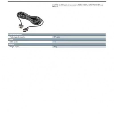 6ES7901-0BF00-0AA0 SIMATIC S7, MPI Cable For Connection Of SIMATIC S7 And PG/IPC MD-57A Via MPI 5 M