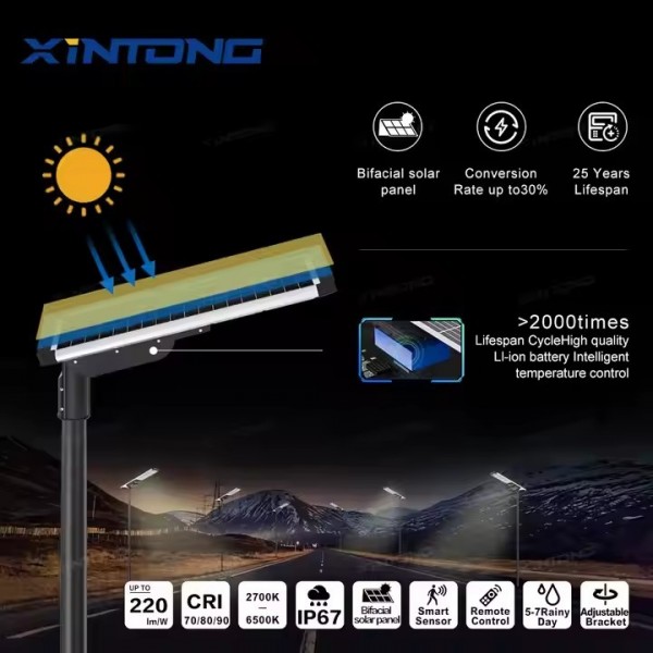 XINTONG 60W 120W aluminum All In One Streetlight led solar lamp for Warehouse / 2