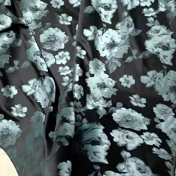 2024 African Blue rose good quality 100% polyester woven customize fashion brocade jacquard fabrics  / 3