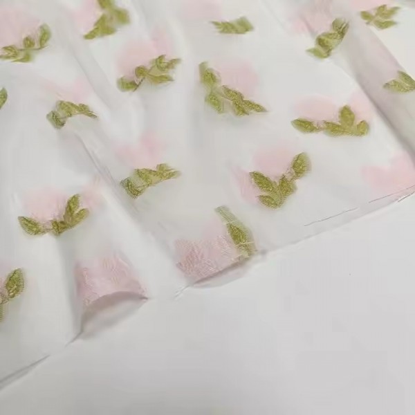 High-End French 3D Flower Popular new design woven organza fabric jacquard polyester Africa lace dre / 3