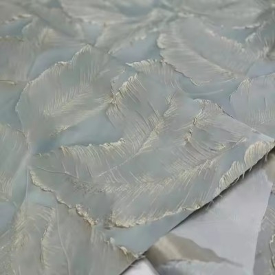 High Quality 100% Polyester Jacquard 3d beautiful plant leaves brocade Jacquard fabric for women dre