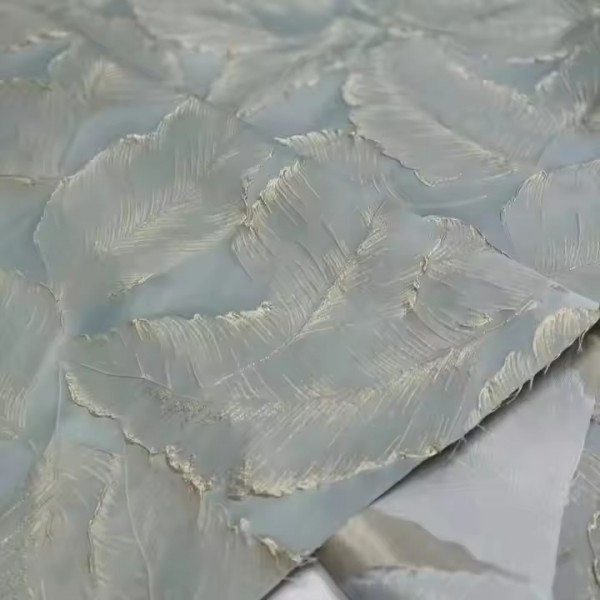 High Quality 100% Polyester Jacquard 3d beautiful plant leaves brocade Jacquard fabric for women dre / 2