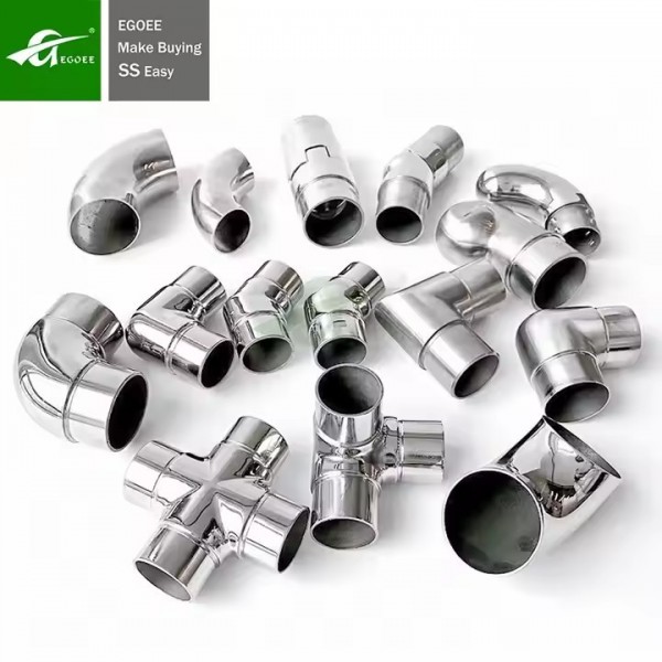 Stainless Steel Tube Connector 304/316 Handrail Fitting Casting Elbow Factory Customized Stair Deck  / 3