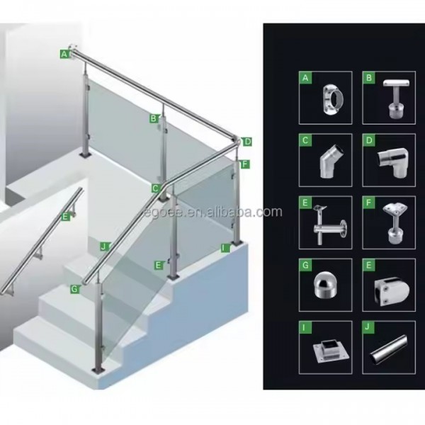 Stainless Steel Glass Balustrade Clamp Balcony Staircase Railing Fittings Factory High Quality SS304 / 2