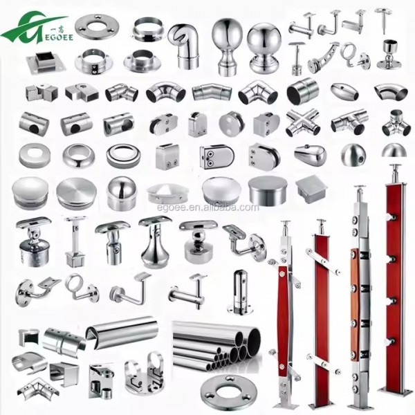 304 316 Stainless Steel Casting Manufacturers Glass Balustrade Fittings Stair Handrail Balcony Raili / 3