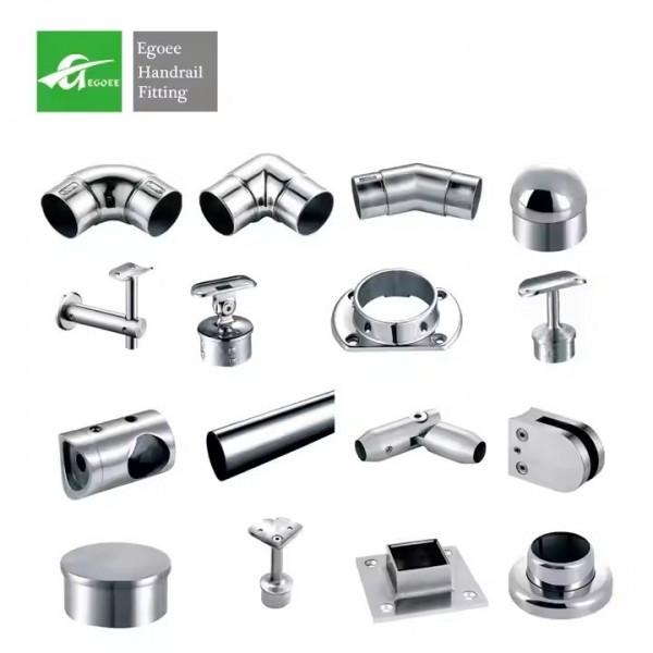 304 316 Stainless Steel Casting Manufacturers Glass Balustrade Fittings Stair Handrail Balcony Raili / 2