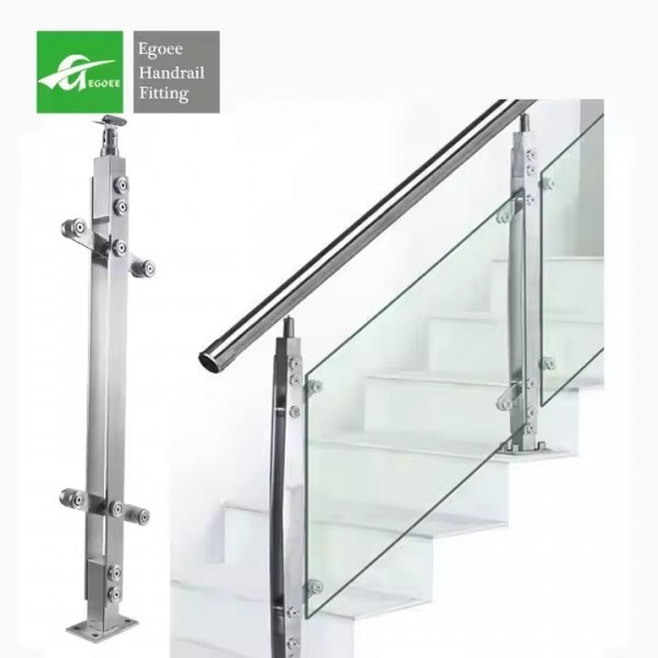 Modern stair railing balcony glass handrail stainless steel tube post accessories custom factory dir / 2